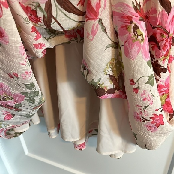 Abercombie & Fitch Smocked Plunge Sleeveless Dress Sz Large Pink Floral V Neck - Picture 9 of 12